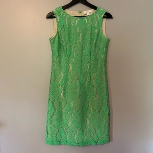 NY&C Green Lace Overlay Shift Dress